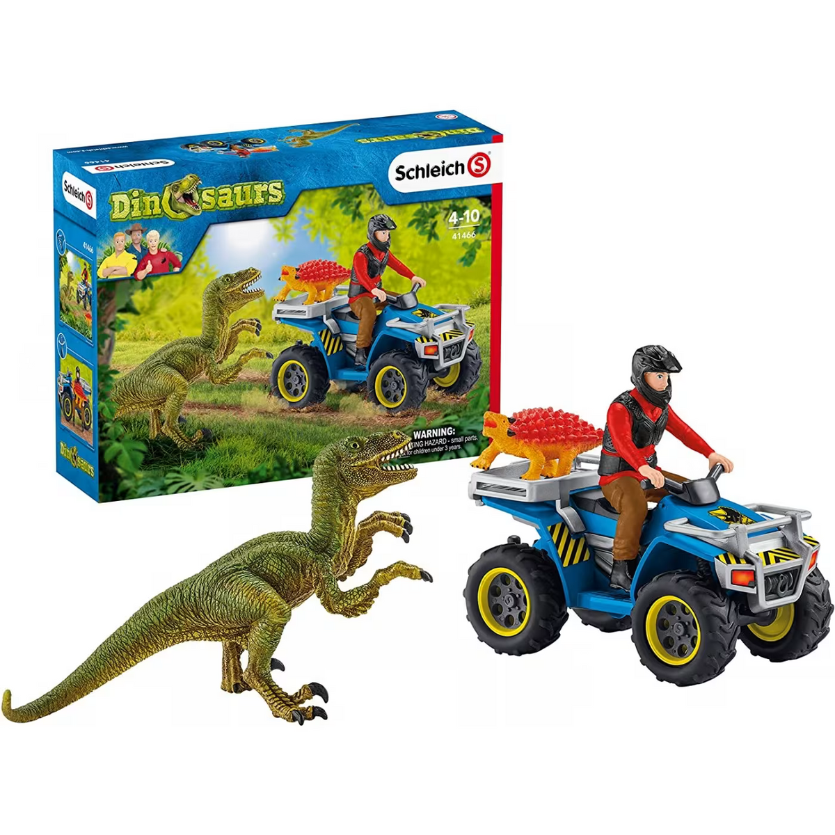 Schleich Dinosaurs Flight of Velociraptor on Quad 41466