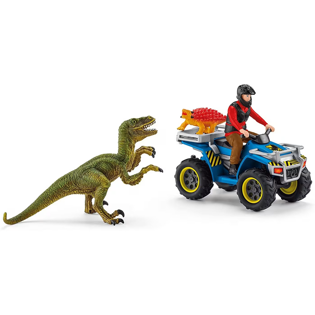 Schleich Dinosaurs Flight of Velociraptor on Quad 41466