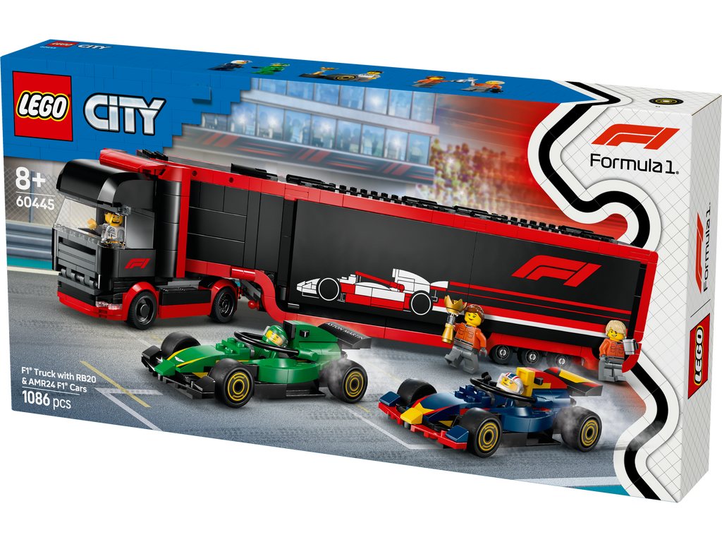 LEGO City 60445 F1 Truck with Red Bull 20 & Aston Martin 24 F1 Cars Set