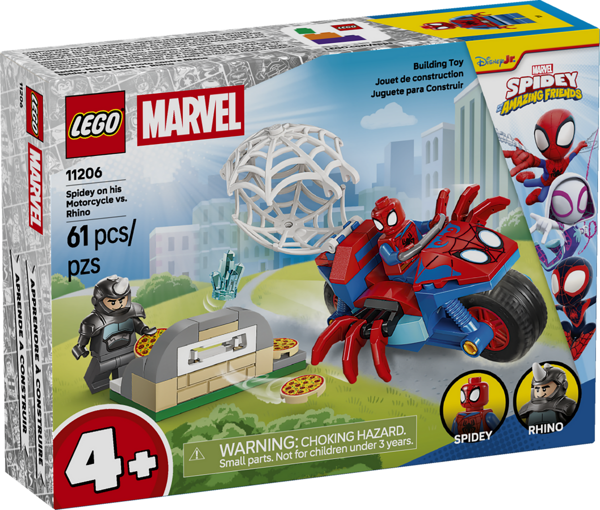 LEGO Marvel 11206 Spidey And His Amazing Friends: Spidey on his Motorcycle vs. Rhino Set