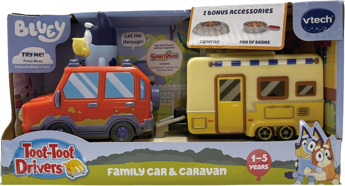 Vtech Bluey Toot-Toot Family Car & Caravan