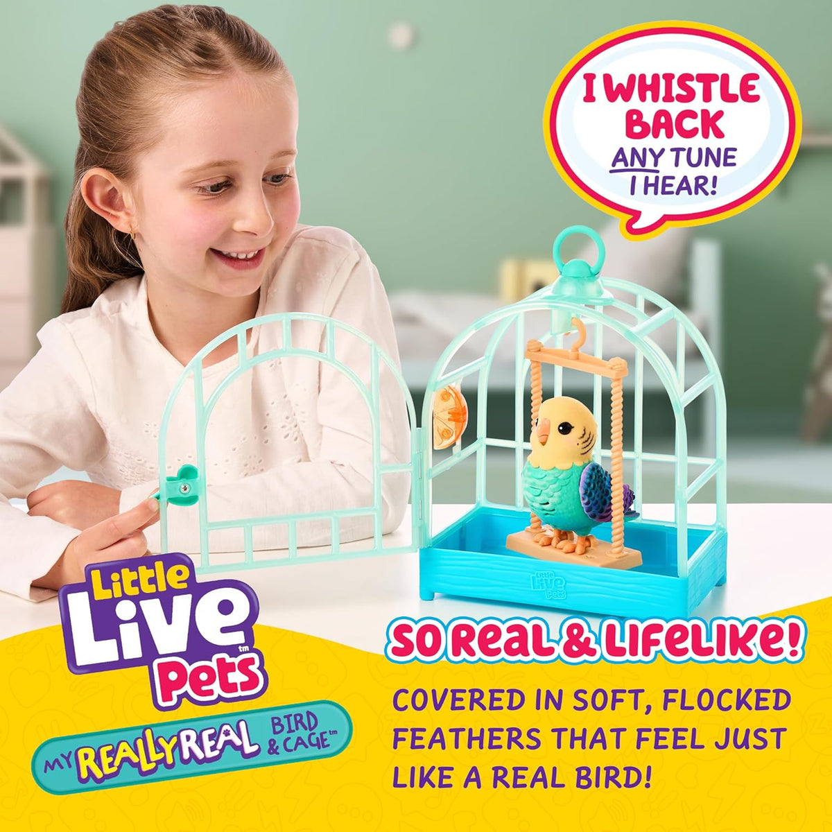 Little Live Pets My Really Real Bird And Cage - Teal