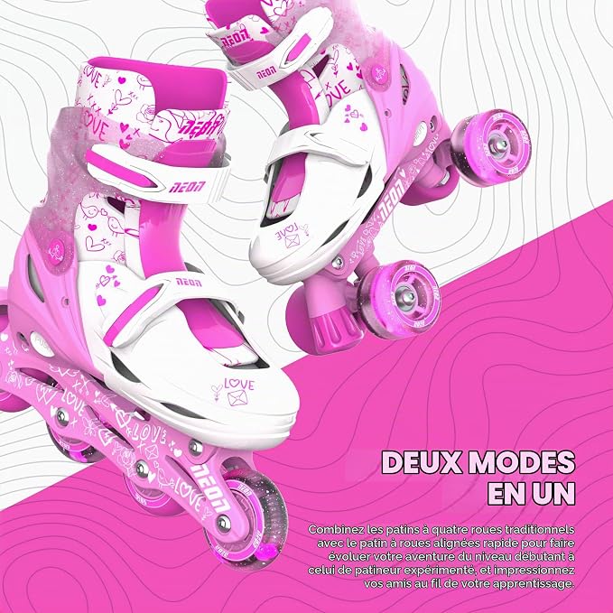 Neon Skates 2 In 1 Light Up Wheels 34-37