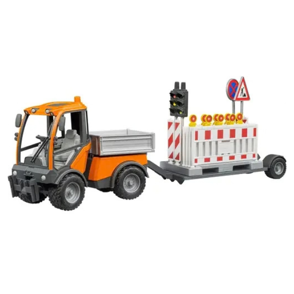 Bruder 02693 Vario Car Tipping Body with Traffic Safety Trailer