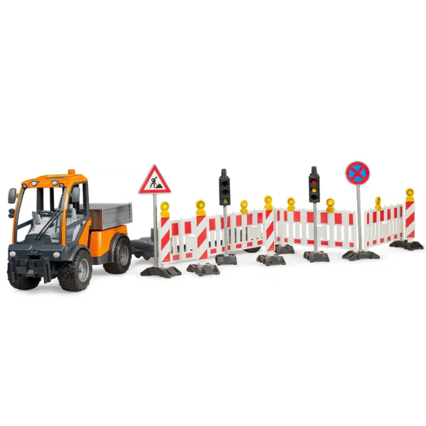 Bruder 02693 Vario Car Tipping Body with Traffic Safety Trailer