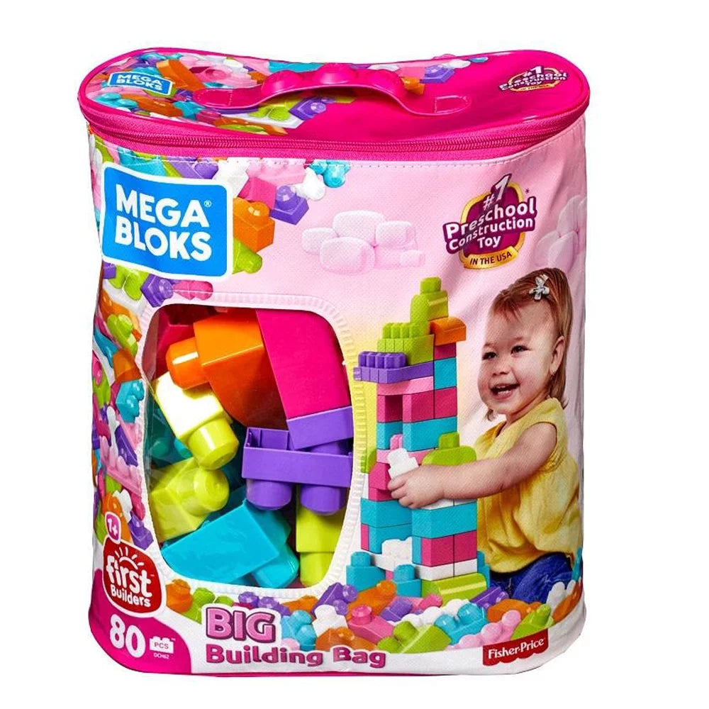 Mega Blocks First Builders Big Building Bag 80 Piece Pink