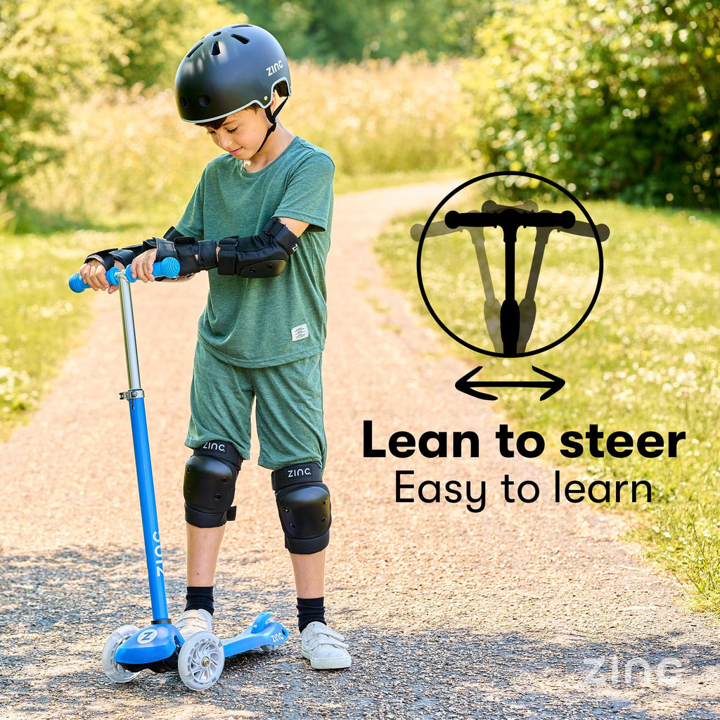 ZINC Three Wheeled Folding T-Motion Scooter SHINE Blue