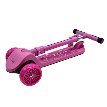 ZINC Three Wheeled Folding T-Motion Scooter SHINE Pink